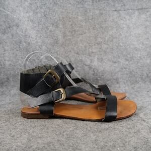 Mossimo Shoes Womens 7.5 Casual Sandals Gladiator Black Buckle Straps Flat Y2k